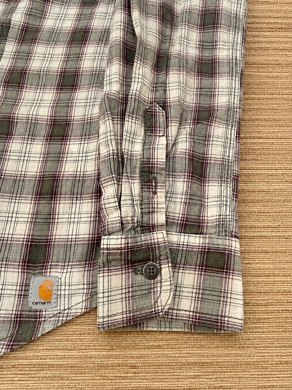 Carhartt Western Gray Plaid Women's Button-Up Shirt with Rodeo Graphic Back Sz M - Picture 15 of 16